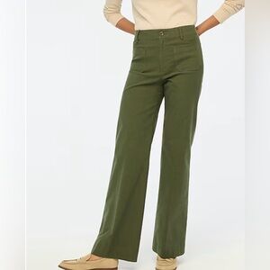 J CREW NWOT Petite HighRise PatchPocket Wide Leg Pant | Fatigue Green | Size 26P